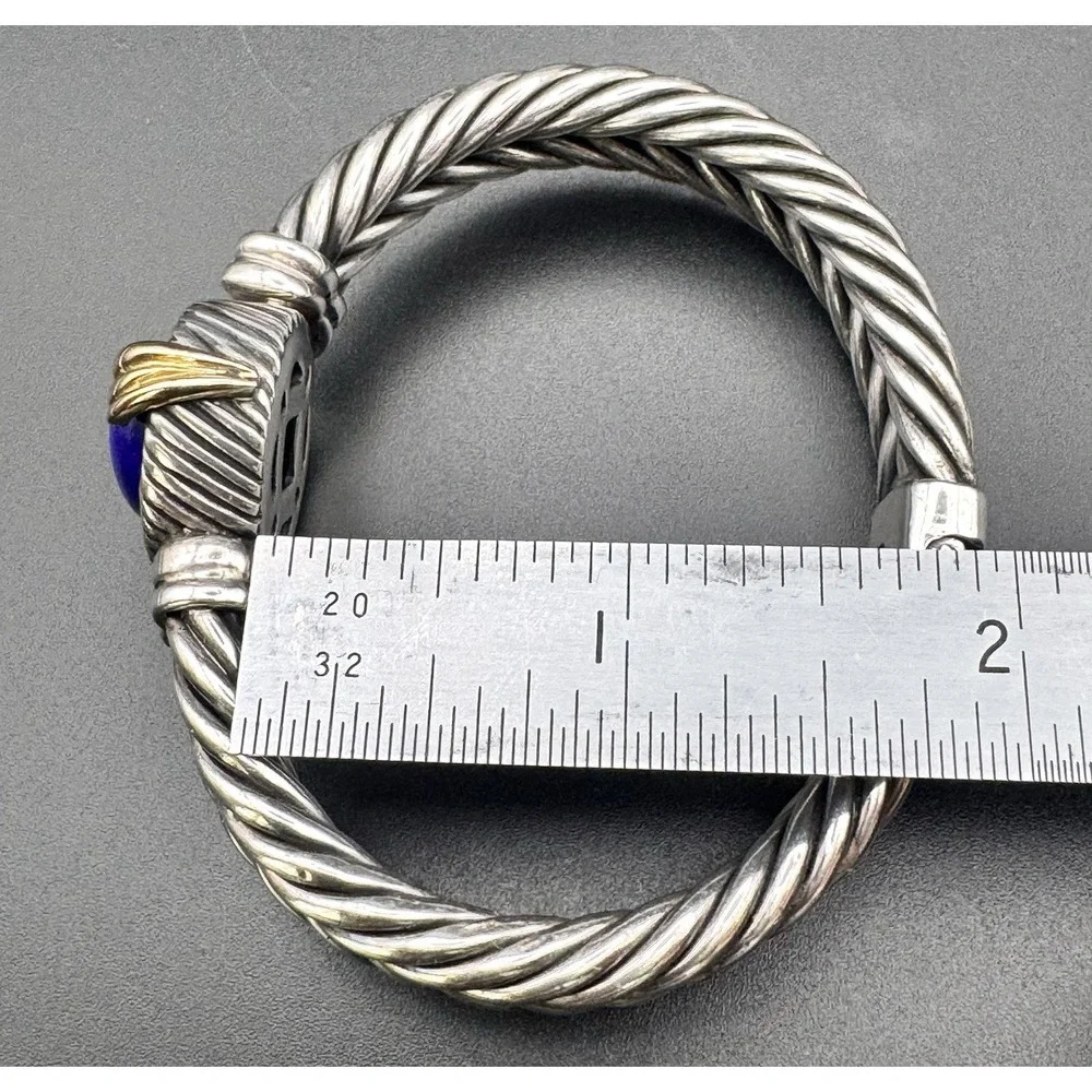 F.lli Menegatti 925 18K Italy Lapis Lazuli Cable Bracelet 47.85g Size 6 1/4